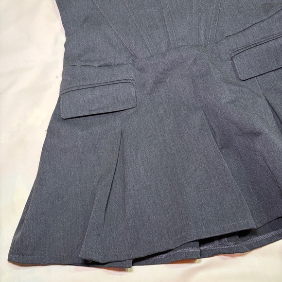 House of CB- Eleanor Charcoal Pleated Corset Dress Size Medium Mini Gray - Picture 4 of 11